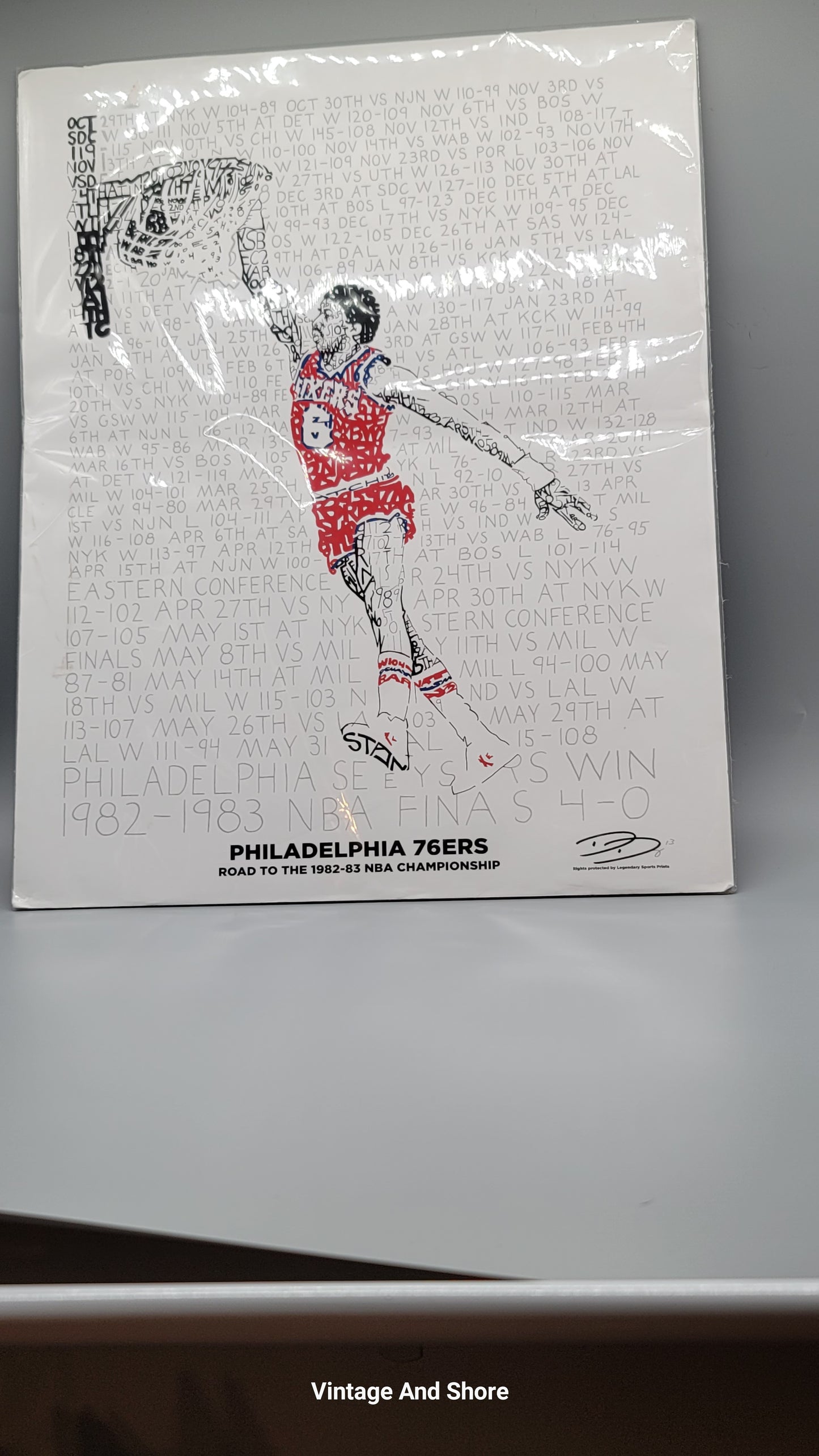 PHILADELPHIA 76ERS Road to the 82-83 Championship Art Drawing