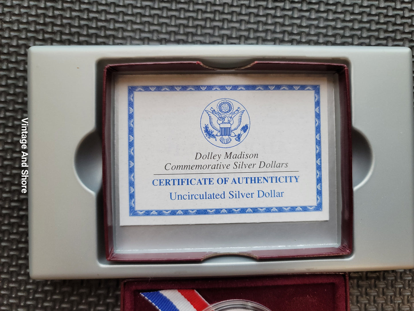 US Mint Commemorative Dolly Madison Silver Dollar Coin.